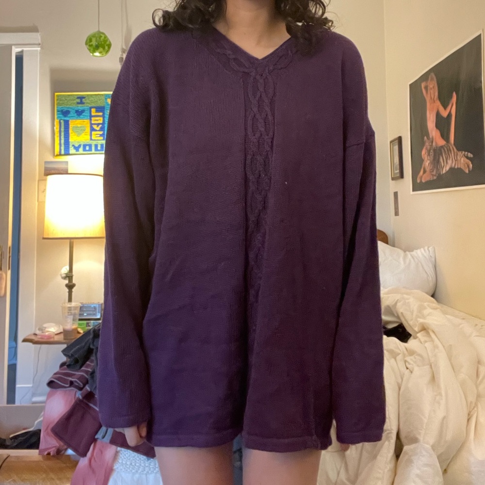 plum knit oversized sweater!🔮🔮🌂🦄.